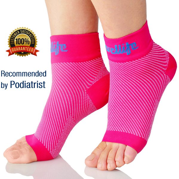 Dowellife Plantar Fasciitis Socks, Compression Foot Sleeves with Ankle & Arch Support, 24/7 Foot Care, Ease Heel Spurs & Swelling, Relieve Pain Fast, Improve Blood Circulation(Pink,Large)