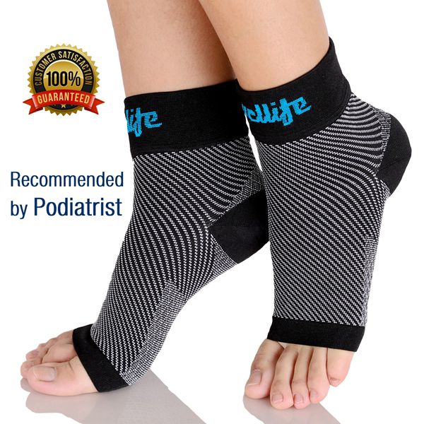 Dowellife Plantar Fasciitis Socks, Compression Foot Sleeves With Ankle & Arch Support, 24/7 Foot Care, Ease Heel Spurs & Swelling, Relieve Pain Fast, Improve Blood Circulation(Black,Large)