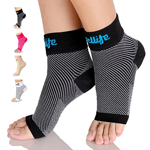 Dowellife Plantar Fasciitis Socks, Compression Foot Sleeves for Men & Women, Ankle Brace & Arch Support, Fast Pain Relief, Ease Swelling, Heel Spurs, 24/7 Treatment, Better than Night Splint(Black,Medium)