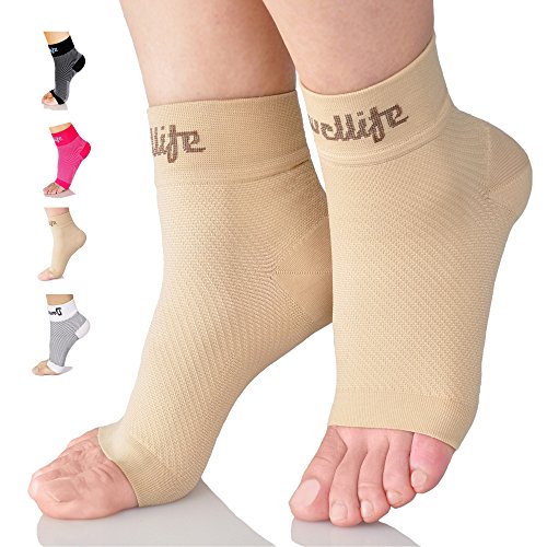 Dowellife Plantar Fasciitis Socks, Compression Foot Sleeves for Men & Women, Ankle Brace & Arch Support, Fast Pain Relief, Ease Swelling, Heel Spurs, 24/7 Treatment, Better than Night Splint(Nude,Medium)