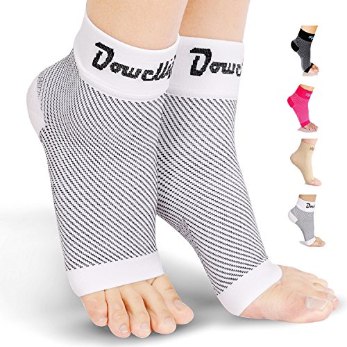 Dowellife Plantar Fasciitis Socks, Compression Foot Sleeves for Men & Women, Ankle Brace & Arch Support, Fast Pain Relief, Ease Swelling, Heel Spurs, 24/7 Treatment, Better than Night Splint(White,Small)