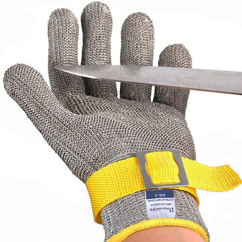 Cut Resistant Kitchen Gloves - Level 9 Protection, Stainless Steel Mesh, Machine Washable & Food Safe