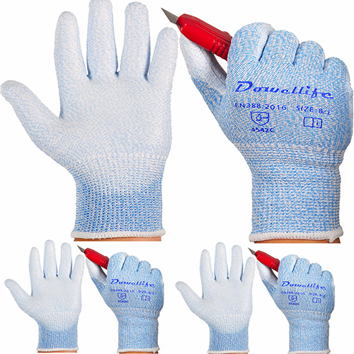 Dowellife Working Gloves for Men and Women, Cut Resistant Work Gloves, Level 5 Protection, Comfortable Gardening Gloves, Ultra Power Grip， Durable Mechanics Gloves and Flexible Fishing Gloves(Medium-3 Pairs, Blue)