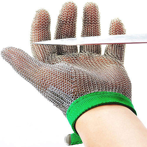 Dowellife Cut Resistant Chainmail Stainless Steel Mesh Glove Food Grade Mandolin Safe Butcher Meat Cutting Oyster Shucking Fileting Fish Glove (Extra Small)
